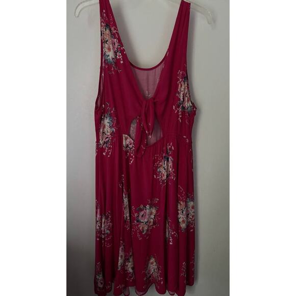 Torrid Challis fabric floral print mini dress back keyhole & tie back closure - Picture 7 of 10